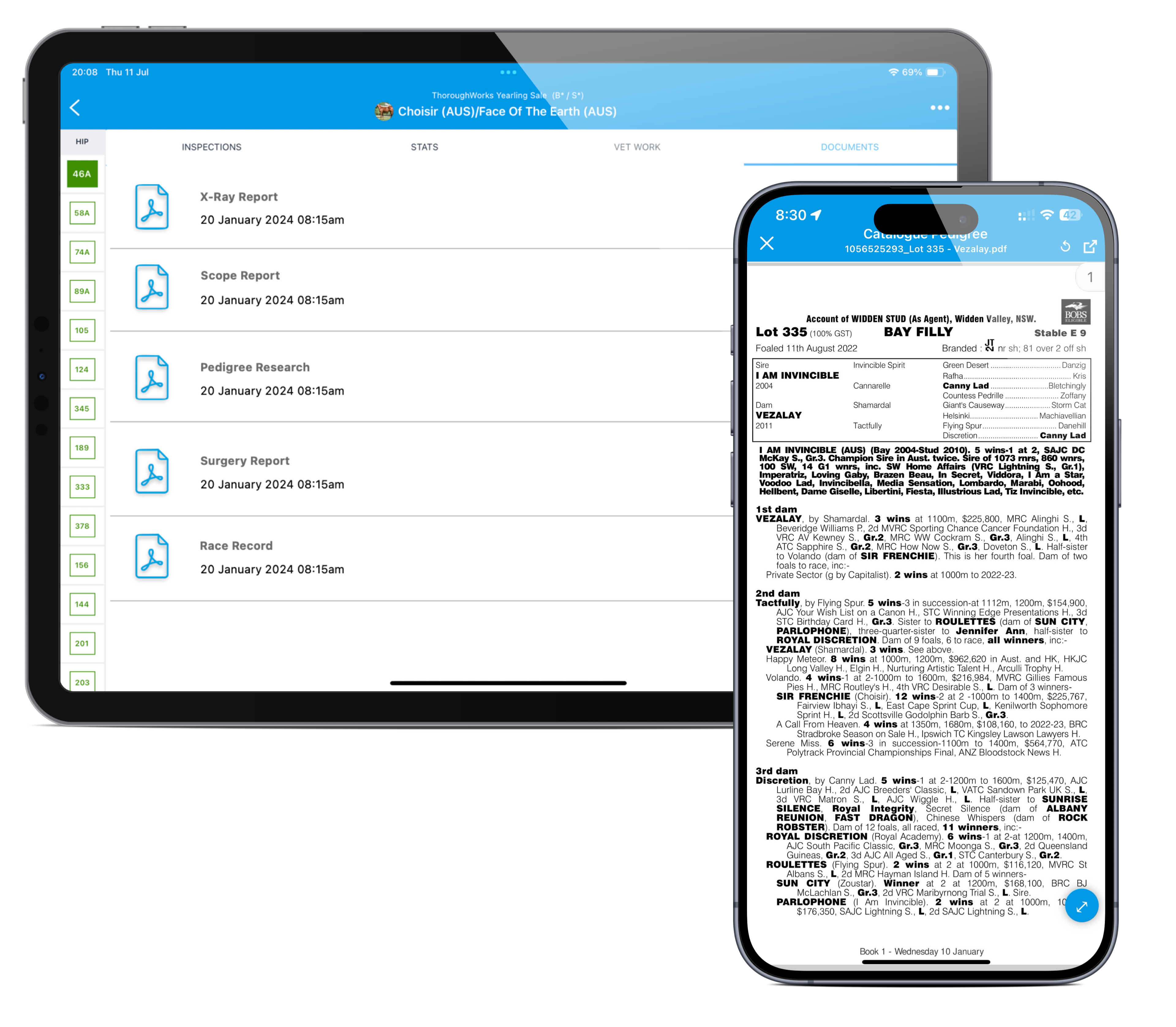 ThoroughWorks Dashboard on phone and tablet